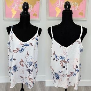 Tecrew White Floral Women’s Tank Top (L)